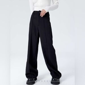 NWOT Cider Black Straight Leg Pants Solid Stitch Women’s Large High Rise Waisted